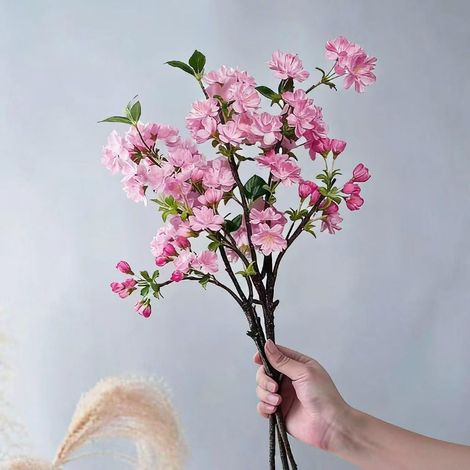 Lot de 3 branches de fleurs de cerisier artificielles - 46 cm - Bouquet de printemps pour vase - Décoration réaliste pour le printemps et Pâques - Branches réglables - pour la décoration de (1/5)