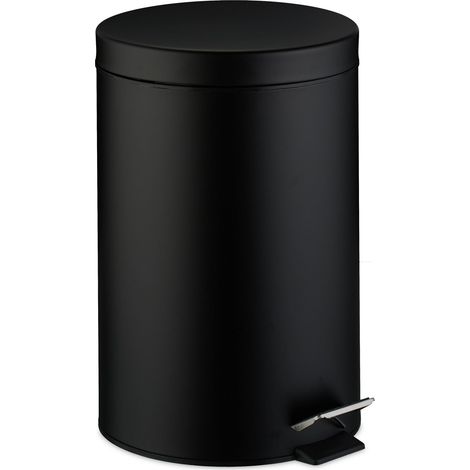 Secchio rotondo per bagno cucina 45 x 30 x 37 cm con pedale design moderno in acciaio nero 130016288