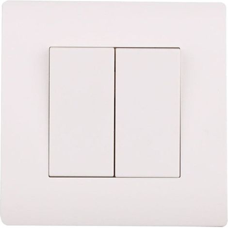 Centrale Brico – Double interrupteur va-et-vient complet blanc – Plastique mat – IP20 – Fixation à vis et griffes – Dimensions 73x73x37mm