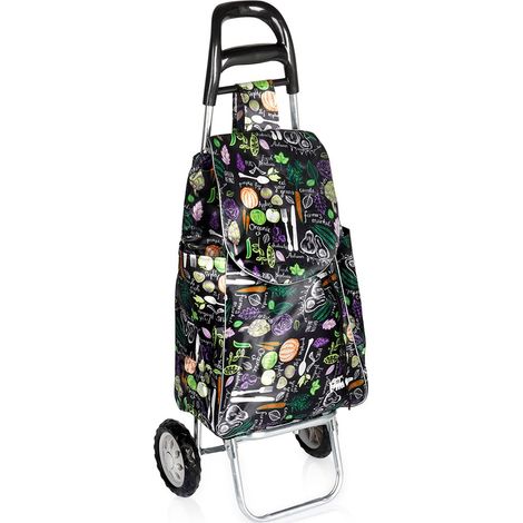 Carrito de la compra negro con bolsa para verduras de 30 l (1/5)