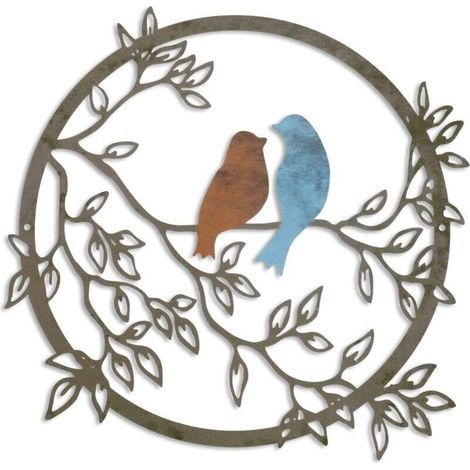 Silhouette d'oiseau en métal, décoration murale en métal, sculpture en métal, décoration murale ronde à suspendre, adaptée à la maison, au bureau, au salon, à la décoration d'hôtel (1/5)