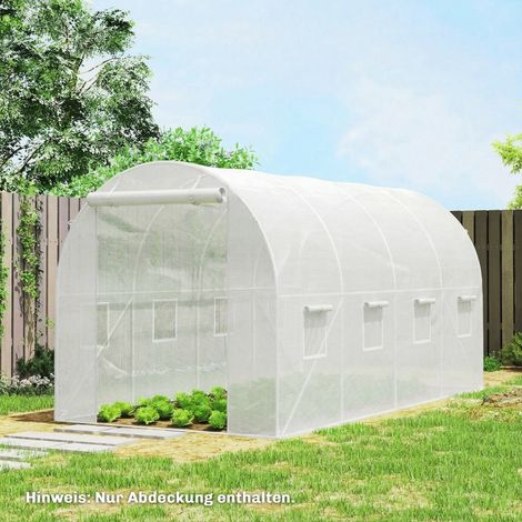 Cubierta para invernadero (400x200x200 cm), impermeable, con ventanas, puerta enrollable, PE blanco (1/5)
