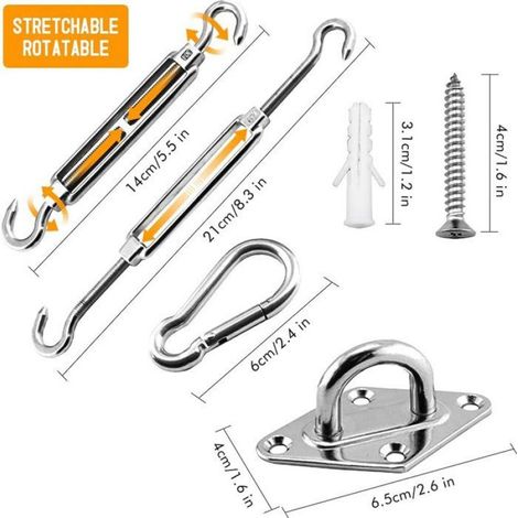 Kit de fixation pour toile d'ombrage - 42 pièces - Acier inoxydable - Kit de fixation pour voile d'ombrage (1/5)