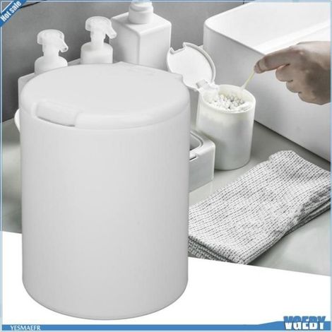Ashata Conteneur de tampons de coton Récipient pour Cotons-tiges, Boîte de Rangement à Presse Ronde avec Couvercle parfum visage (1/5)
