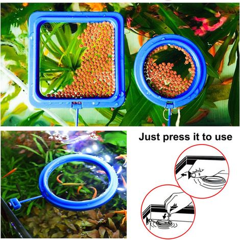 Anneau de Nourrissage pour Poisson et Tortue Mangeoire Flottante pour Aquarium avec Ventouse Bleu (1/5)