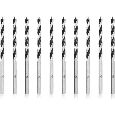 Forets à Bois Hélicoïdaux 3mm 10 Pièces Mèche pour Bois Professional Foret Brad Point pour Bois (1/5)