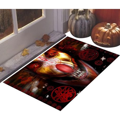 Tapis d'halloween - Tapis de Sol Clown - Tapis décoratifs et antidérapants d'halloween pour Garage, entrée, Salon, Hall, terrasse et Porte d'entrée YMYNY (1/5)