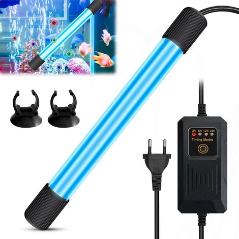 UV Aquarium Stérilisateur Lampe avec Minuterie, UV Submersible Lumière avec Ventouse, Lampe UV Anti-Bactéries, Lampe Stérilisatrice UV pour Nettoyer L'aquarium, Bocal à Poissons, L'étang (03) (1/5)
