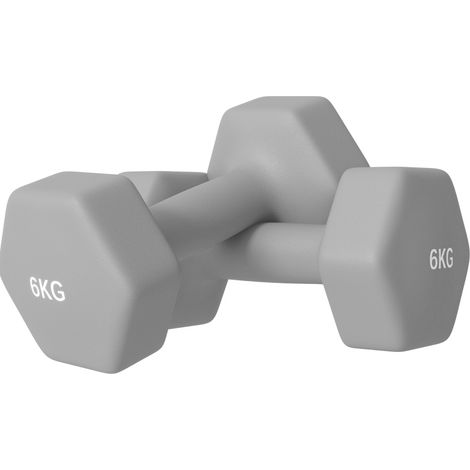 Set de 2 mancuernas de 6 kg hexagonales grises HOMVRA (1/4)