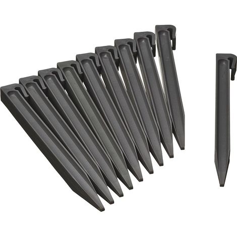 Ancres pour bordure de jardin en polyéthylène recyclé – Dimensions 26 x 2 x 1.8 cm – Sachet de 10 unités – Couleur gris – Nature