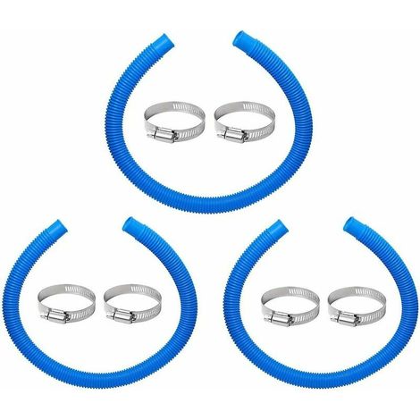 Green Mobility-Tuyau de 3 Terminaux pour Nettoyeur de Fonds de Piscine, Tuyau de Piscine Bleu 32 mm avec Colliers de Tuyau, Compatible avec Intex 607 637 Pompe de Filtre par Poweka (3 jeux) MSBD (1/5)