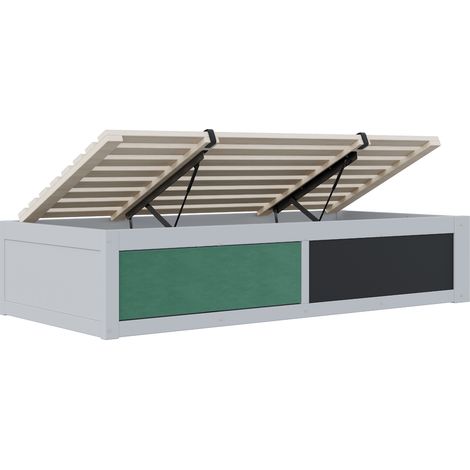 Letto per bambini multifunzione 90 x 200 cm grigio con vano idraulico, lavagna e nicchia libri (1/5)