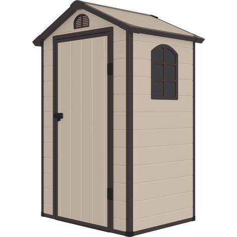 Abri de Jardin en Résine Gardiun Stella 1,34 m² 102x132x203 cm Écru/Marron (1/5)
