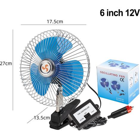 Ventilateur Auto Métallique 12 V 24 V Rotatif Silencieux avec Clip - Pour Voiture Camion Fourgon - 1 Pièce (1/5)