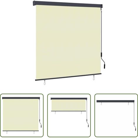 Store enrouleur - Store enrouleur Rayé Crème 180 x 250 cm Tissu et Aluminium (1/5)