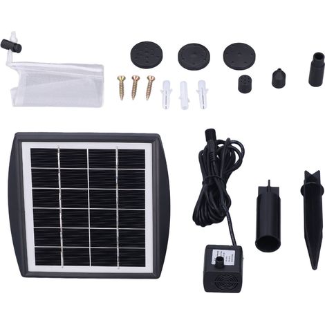 Pompe solaire immergée sans balais pour fontaine bassin jardin étang aquarium 6V/2W 5V 1W ABS 150L/h 40cm 3m (1/5)