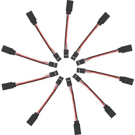 10 Pièces Câble d'Allongement de Fil Servo pour RC Futaba JR Mâle à Femelle, 10 x 75mm Cable D'extension Servo (1/5)