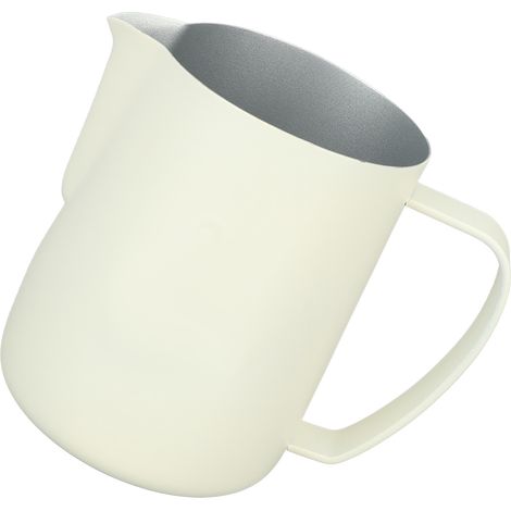 450 ml Milchkännchen aus Edelstahl, milchig-weiß, mit abgeschrägtem Muster, ideal für Latte Art. (1/5)