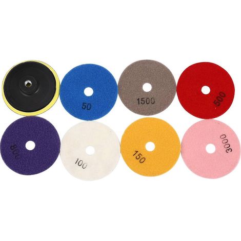 Lot de 8 pièces Diamond tampons de polissage 4 pouces humide / sec kit pour Granite Stone Concrete Marble (1/5)