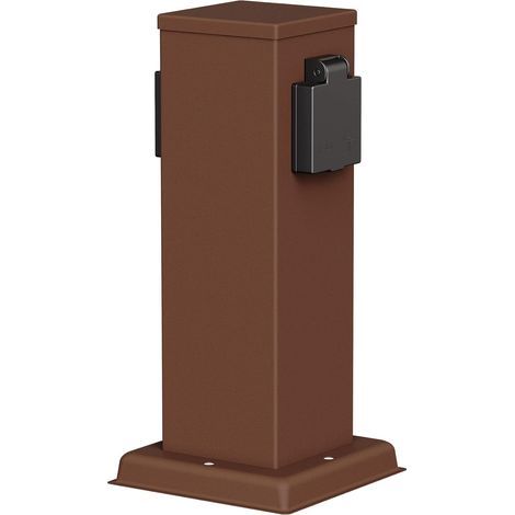 de Garten Colonne de Prises de Courant pour l'extérieur, IP44, 2X, Acier Inoxydable, Brun, carré, 27 cm (1/5)