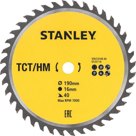 Stanley LAMA TCT STA13145-XJ PER SEGA CIRCOLARE Ø mm. 190 - 40 denti
