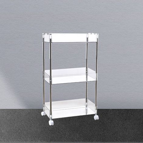 Étagère à Roulettes Transparente Acrylic 3 Étages 62x37x20.5cm pour Cosmétiques et Snacks (1/5)