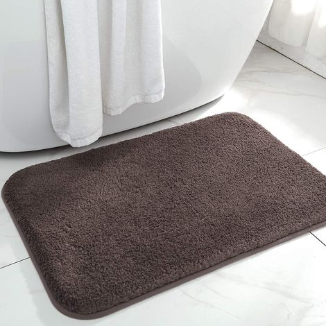 Tapis de bain 24x16, extra doux et absorbant, lavable et séchable en machine, antidérapant pour baignoire (marron) (1/3)