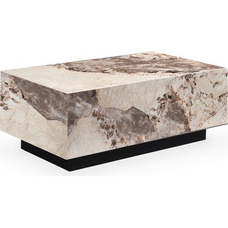 Mobilier Deco – Table basse rectangulaire en marbre d'ingénierie beige et marron – Design moderne pour salon – Dimensions 120x60cm – Style contemporain (1/4)