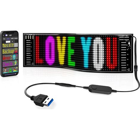 (16x96 LED 12x59 CM) Panneau matriciel de pixels LED, haute luminosité défilante, contrôle par application Bluetooth. (1/5)