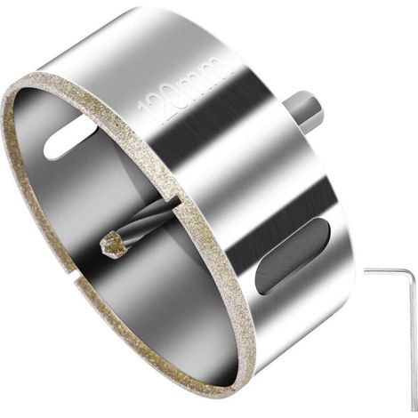 Scie Cloche Diamantée 120 mm, Foret Diamant avec Foret Guidage Central, Scie Cloche Carrelage avec Revêtement de Surface en Diamant pour Coupe de Verre, Carrelage, Céramique, Marbre (1/5)