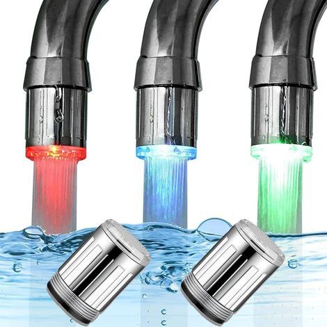 Lot de 2 robinets à eau LED, 3 couleurs sensibles à la température des robinets d'eau à LED pour cuisine et salle de bain (1/5)