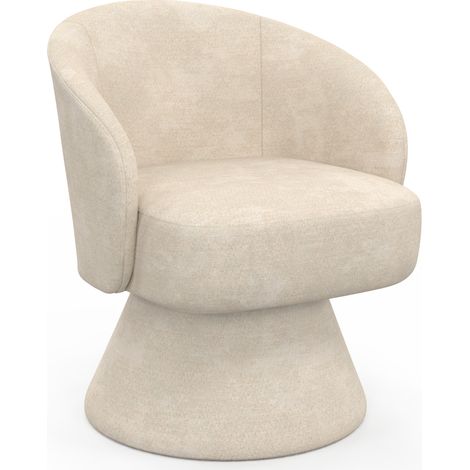 Fauteuil pivotant CYRUS en tissu chenille beige (1/5)