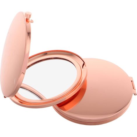 2pièces Miroir de Maquillage Double Face Pliable Petit Rond de Poche Métal Or Rose pour Sac à Main et Voyage (1/5)