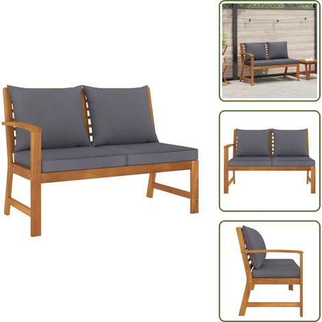 Cuscino da giardino - vidaXL Panca da Giardino 114,5cm con Cuscino Grigio Massello di Acacia - Divano da giardino