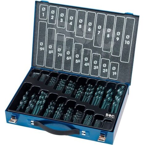 Mèche à métaux 5 pièces – Queue cylindrique – Pour perçage acier jusqu'à 600 N/mm² – Boîte métallique incluse – Bohrcraft