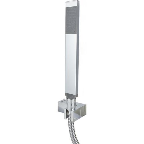 Ensemble de robinetterie de baignoire réglable G1/2 eau chaude/eau froide avec douchette, fixation murale et bec cascade, argent. Idéal pour la maison et l'hôtel. (1/5)