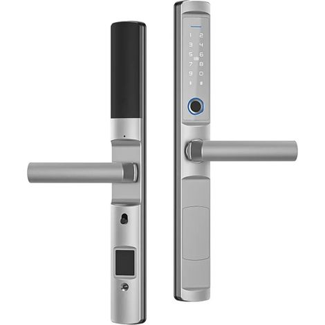 Serrure de porte intelligente Serrure Étanche À Empreintes Digitales, Pont Cassé, Serrure À Combinaison À Poignée Basse En Aluminium, Double Porte De Cour, Allia D'aluminium Intellint ( Color : No-APP (1/5)