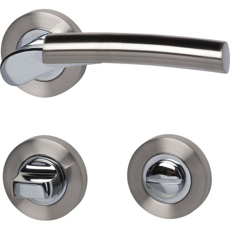Solid Alpertec 7-R cromo/a colori in acciaio inox satinato bagno per porte del bagno con barriera blindature pulsante set maniglia porta guarnizioni, 28022220C