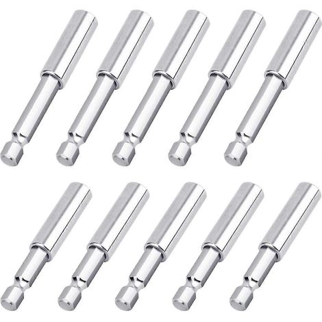 Lot de 10 porte-embouts magnétiques, porte-embouts magnétiques puissants, tige hexagonale de 6,35 mm (1/4 pouce), compatibles avec visseuses sans fil, perceuses électriques, visseuses à percussion et (1/2)