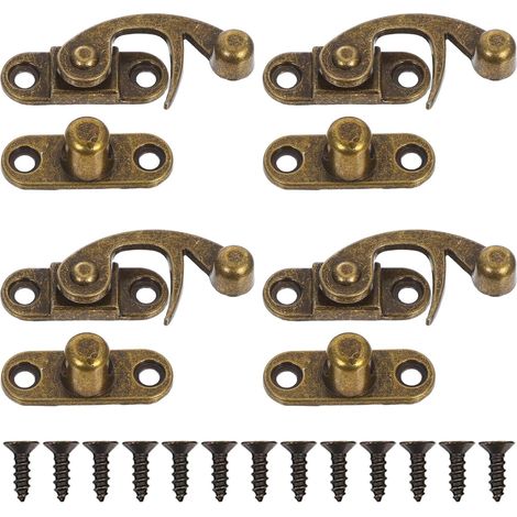 Loquet de Meuble Rétro en Alliage de Zinc, Lot de 8 Pièces, Fermeture Sécurisée et Crochet Facile pour Boîtes à Bijoux et Coffrets de Voyage (1/5)