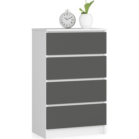 Cómoda AKORD K60 Blanco 60 cm 4 cajones frente en color Grafito Gris 60x40x99 cm (1/4)