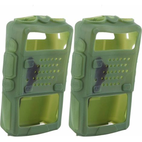 2PCS Étui Souple en Silicone pour Talkie-Walkie Baofeng UV-5R, Protection Antichoc (Vert) (1/5)