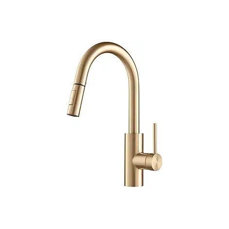 Robinet de cuisine en acier inoxydable doré, mitigeur évier eau chaude et froide, grand coude, sans flexible