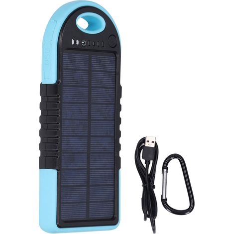 Pack externe solaire sans fil 10000mAh 18W USB-C QC 3.0 PD chargeur rapide portable bleu (1/5)