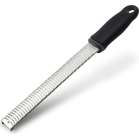 1 Râpe à fromage, acier inoxydable, poignée ergonomique, couvercle plastique, noir, cuisine (1/4)
