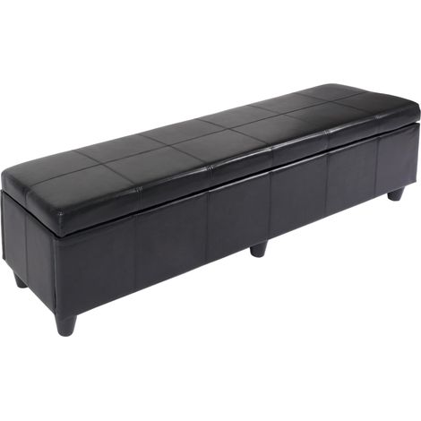 Panca contenitore elegante Kriens xxl ecopelle 180x45x45cm nero