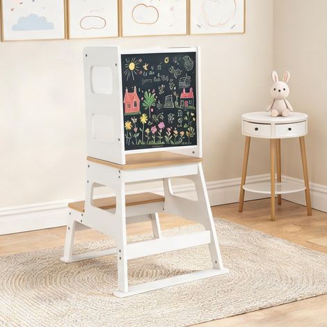 Tour Montessori trapézoïdale en MDF et pin blanc 55 x 52,5 x alb (1/5)