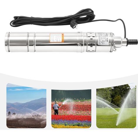 Pompe de puits profond de jardin en acier inoxydable, 1200 L / h, 230 V, 50 Hz, 0,55 kW, moteur en cuivre pur, diamètre 4 pouces disponible