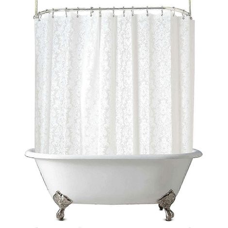 Filiyano-Rideau de douche unique pour baignoire à pieds de lion, 180 x 60 pouces, damas, entièrement tissé, extra large et épais (1/5)