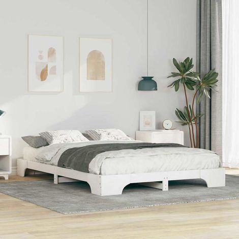 Cadre de lit-Structure de lit Blanc 140 x 220 cm Pin massif 368187 (1/5)